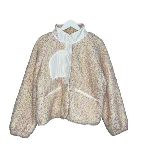 Altar’d State NWOT Rainbow Confetti Wubby Warm Fleece Jacket Relaxed Fit Large - Picture 2 of 10